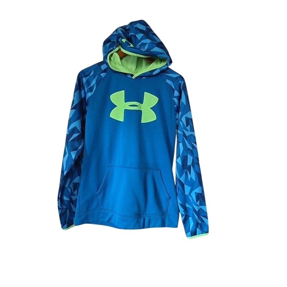 Under Armour Sweatshirt Youth 18-20 Blue Hoodie Pullover Fleece ColdGear Logo